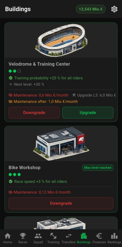 Team facilities and buildings